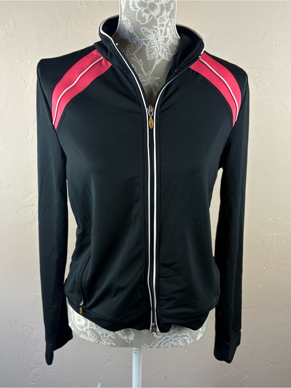 Vintage Prospirit Athletic Gear Black Pink Jacket Full Zip Women’s Size Medium